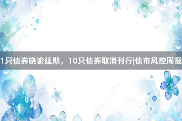 1只债券晓谕延期，10只债券取消刊行|债市风控周报