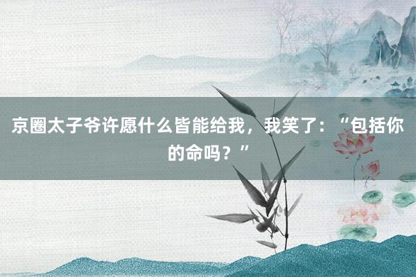 京圈太子爷许愿什么皆能给我，我笑了：“包括你的命吗？”