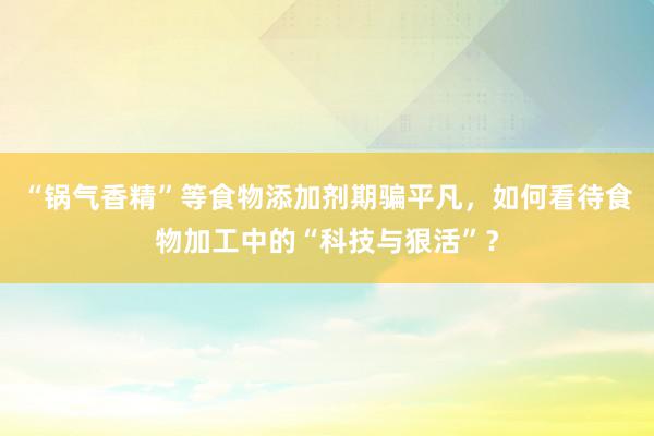 “锅气香精”等食物添加剂期骗平凡，如何看待食物加工中的“科技与狠活”？