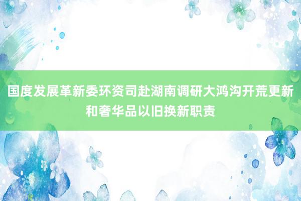 国度发展革新委环资司赴湖南调研大鸿沟开荒更新和奢华品以旧换新职责