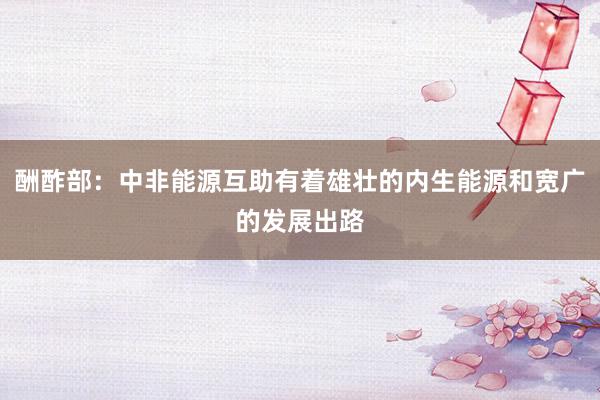 酬酢部：中非能源互助有着雄壮的内生能源和宽广的发展出路