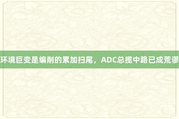 环境巨变是编削的累加扫尾，ADC总揽中路已成荒谬